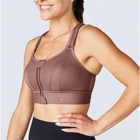 Shefit Ultimate Sports Bra High Impact Rose Taupe Front Zip Adjustable Small - Picture 8 of 10